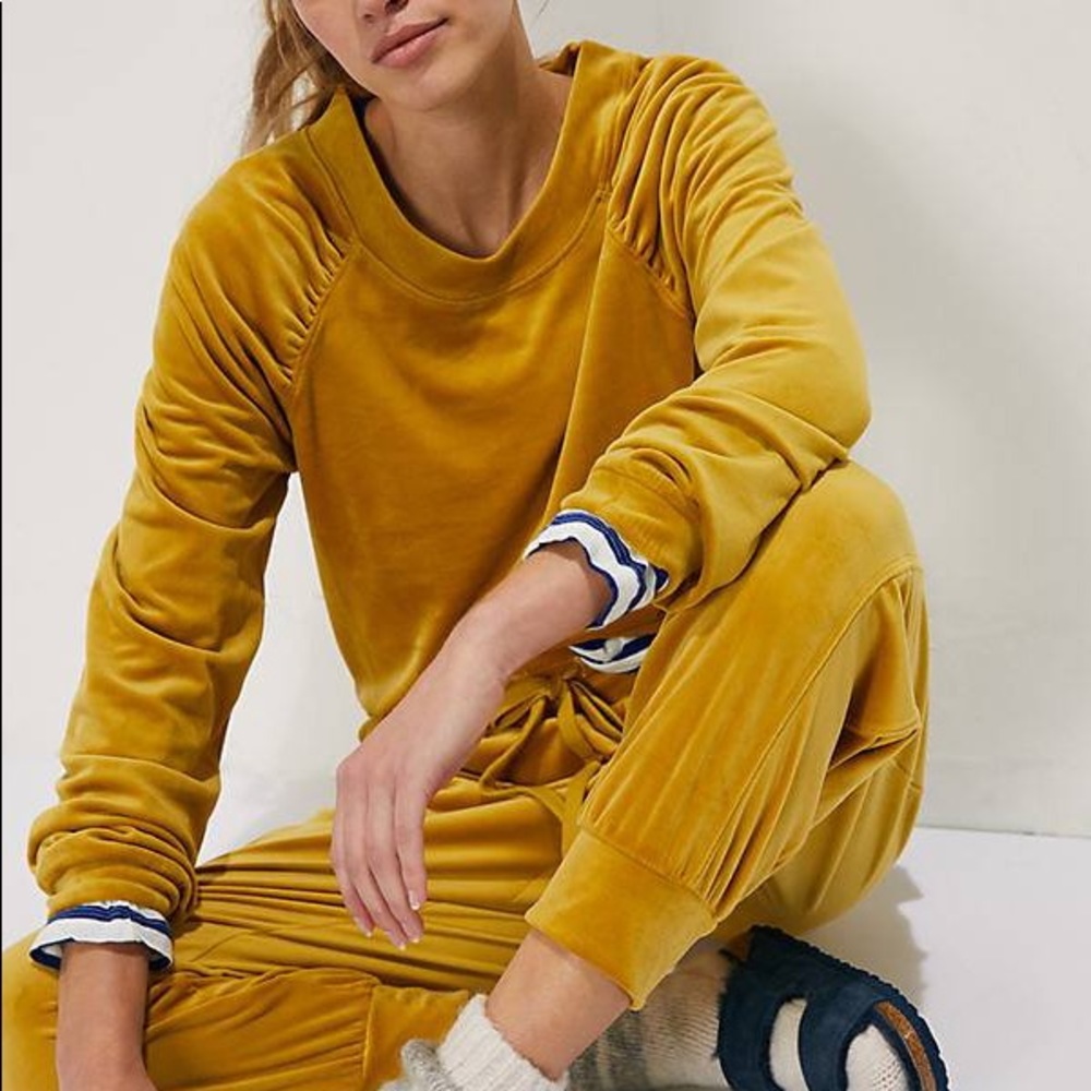 Anthropologie velvet gold sweatshirt